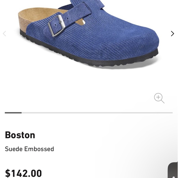 Birkenstock Boston Suede Clog Embossed Indigo Blue 40 Narrow L9 M7 - Picture 1 of 4